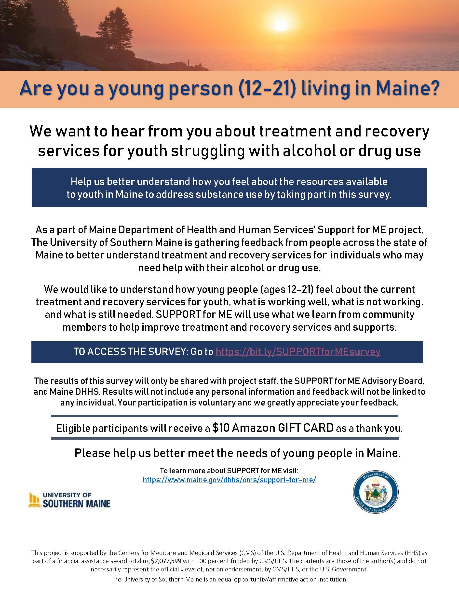 Maine Young Adult Survey - $10 Gift Card for Participating 