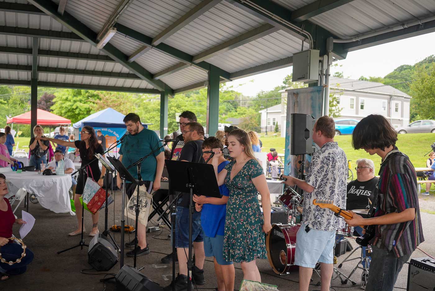 The band Blue Room Frankenstein performing at Disability Pride 2023.