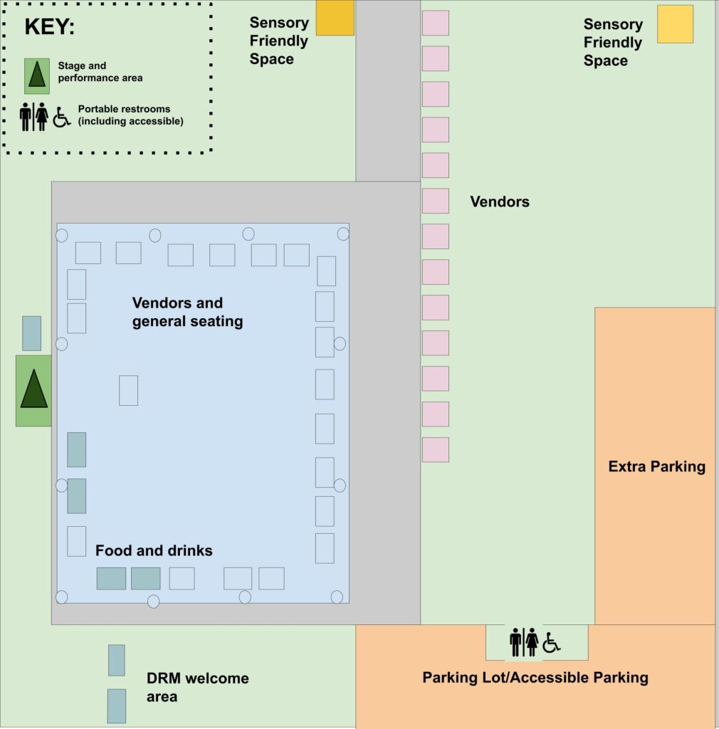 Detailed map of Disability Pride 2025. Details described in caption.